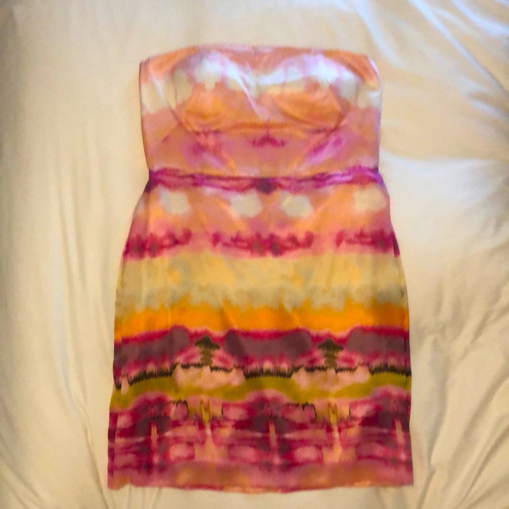 NWT Banana Republic Silk Strapless Space Dye Dress